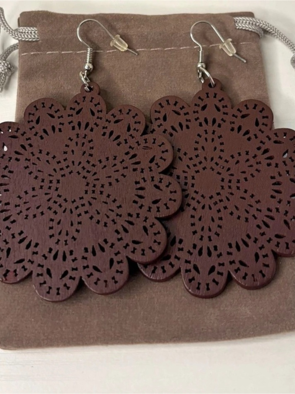 Brown Filigree Flower Earrings